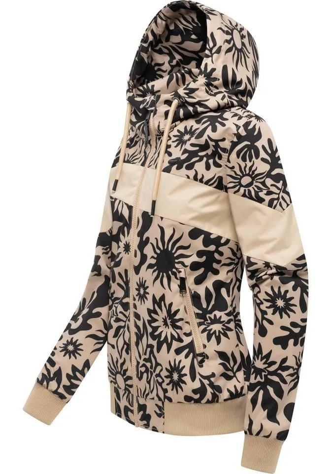 ragwear ragwear Outdoorjacke Nuggie Block Flower modische Damen Freizeitjacke mit floralem Print, Braun, – Produktbild 3 von 5