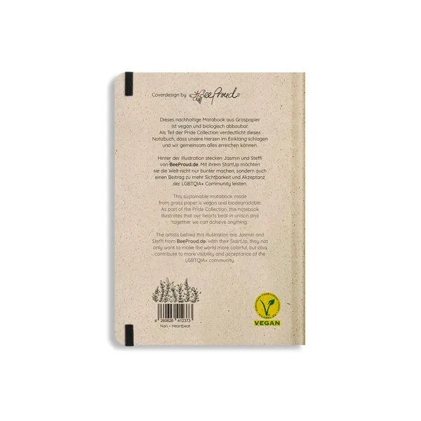 matabooks® matabooks® Nachhaltiges A5 Notizbuch/Journal/Schreibheft aus Süßgraspapier – Nari (punktiert), Heartbeat, – Produktbild 3 von 4