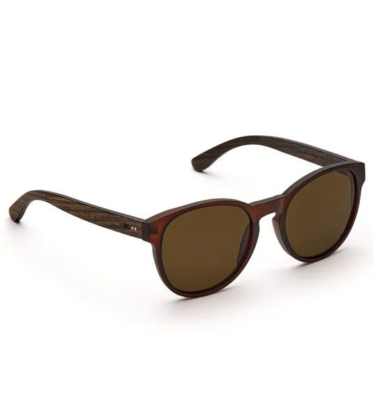 TAKE A SHOT TAKE A SHOT Große Runde Sonnenbrille aus Holz für Damen, Braun (braun / walnuss / braun), – Produktbild 2 von 3