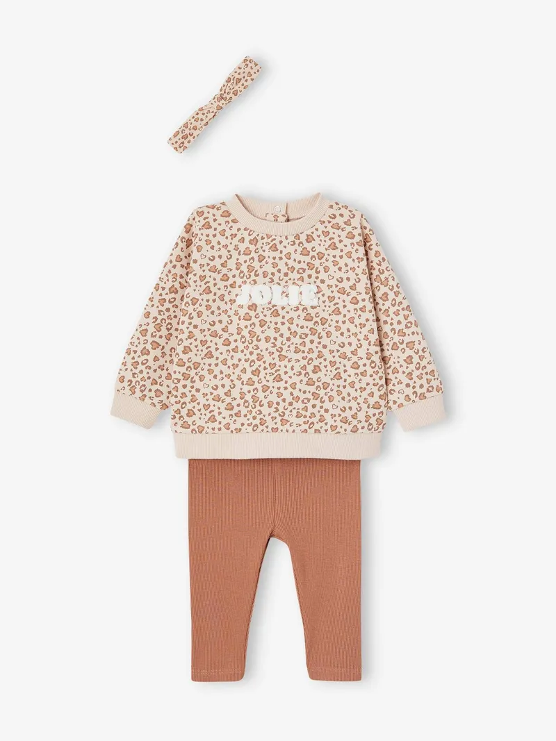 Vertbaudet Baby Set, Beige leo/ziegel, – Produktbild 1 von 4