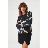SKFK SKFK Damen vegan Bluse Elbira Marineblau/Beige – Produktbild 1 von 1