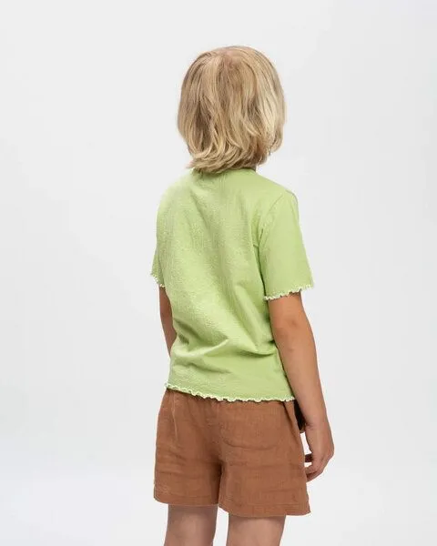MATONA Matona Strukturiertes T-Shirt mit Kräuselsaum für Kinder / Curly Tee, Pistaccio, – Produktbild 2 von 4