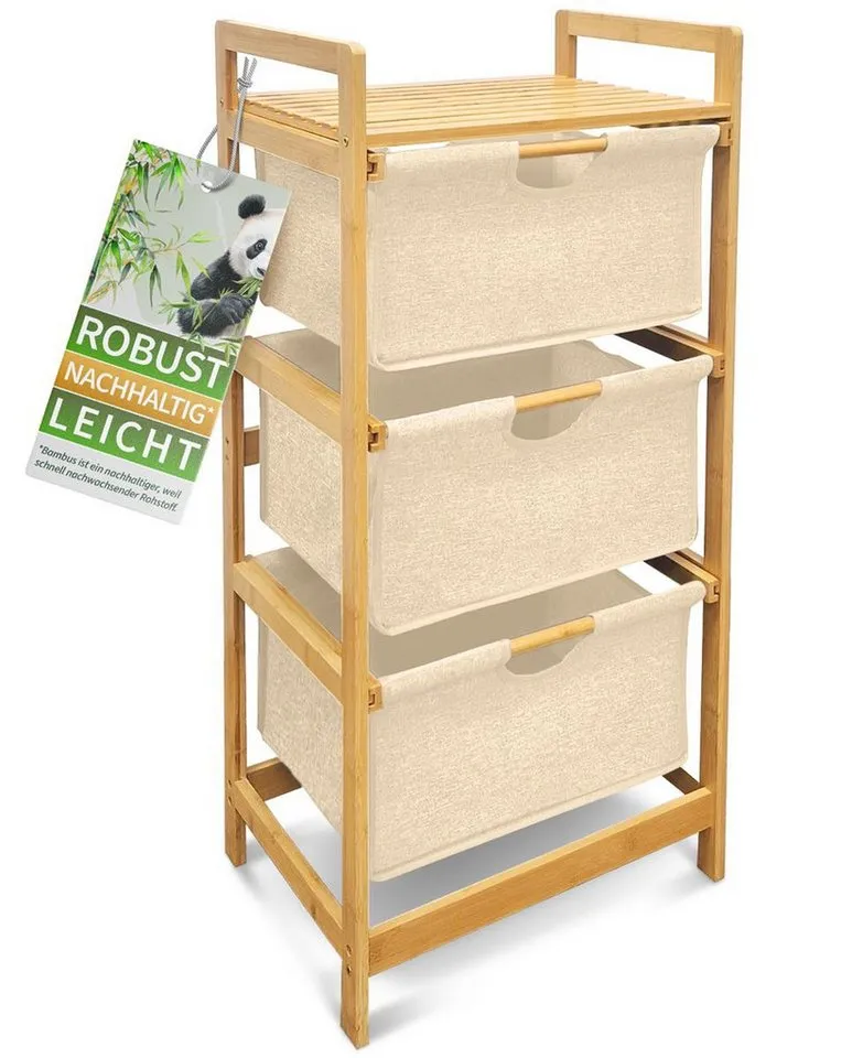 HEIMWERT Wäschekorb Wäschekorb Regal 3 Fächer Wäschesortierer Wäschesammler, Beige, – Produktbild 2 von 5