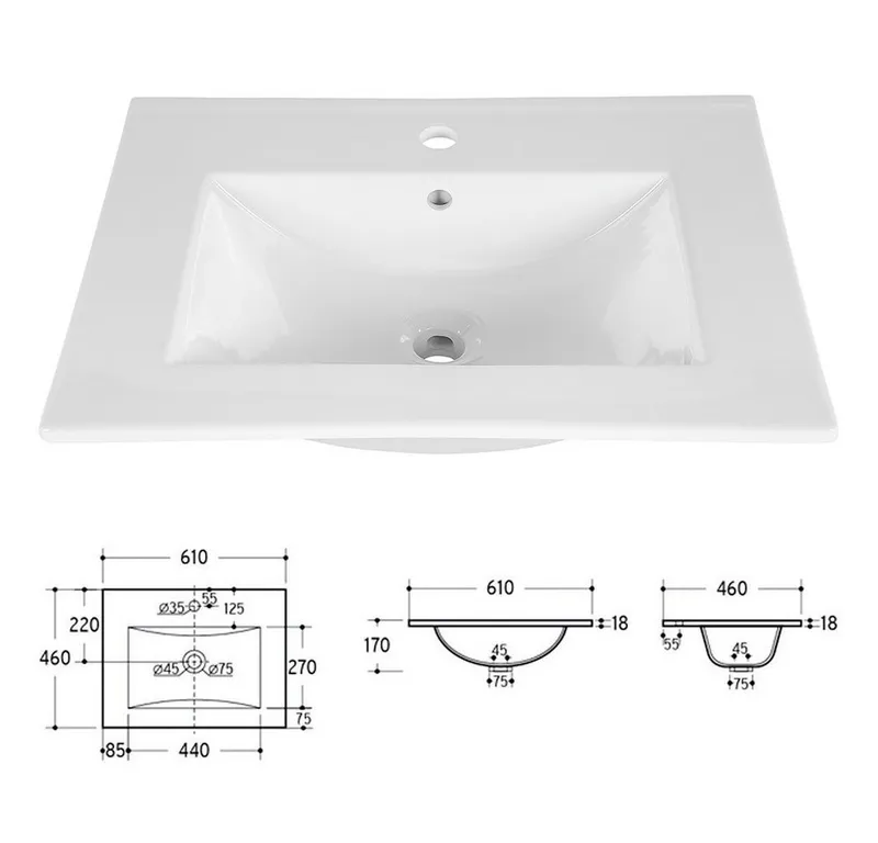 Lomadox Badmöbel-Set DURANGO-56, (Spar-Set, 2-St., Waschtisch Unterschrank), Keramikwaschbecken 60cm breit, kaschmir, versch. Griffvarianten, Braun, – Produktbild 5 von 5