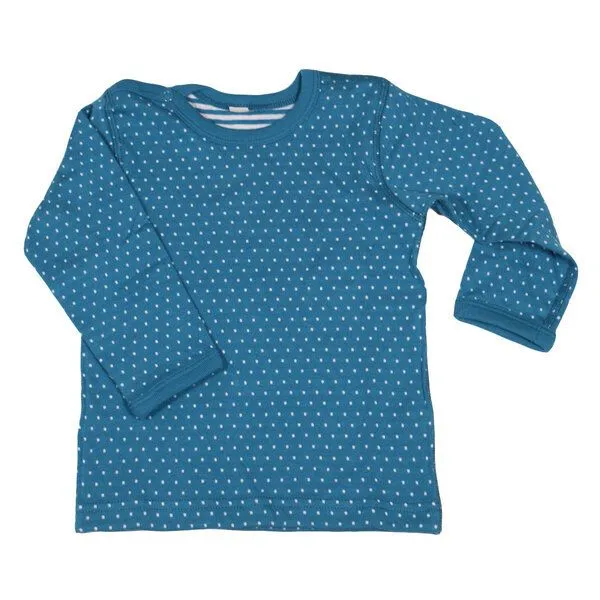 Leela Cotton Leela Cotton Baby Kinder Wendelangarmshirt Bio-Baumwolle, Pünktchen blau/weiß, – Produktbild 1 von 2