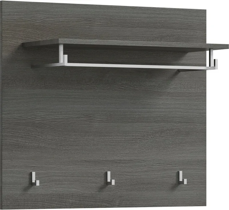 Home affaire Garderobenpaneel Rumba, Breite 80cm, 3 Haken, 1 Kleiderstange, 1 Ablageboden, Garderobe, Paneel, Wandpaneel, Flurmöbel, Grau|silberfarben, – Produktbild 3 von 5