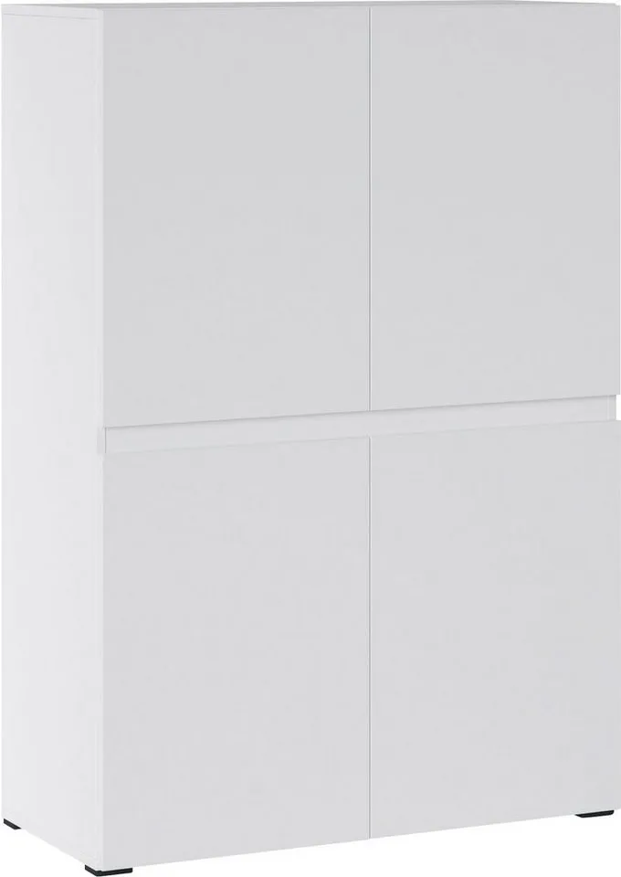 Home affaire Highboard Rimini, Hochschrank, Hochkommode, 4 Türen, Höhe 129 cm, Weiß, – Produktbild 2 von 5