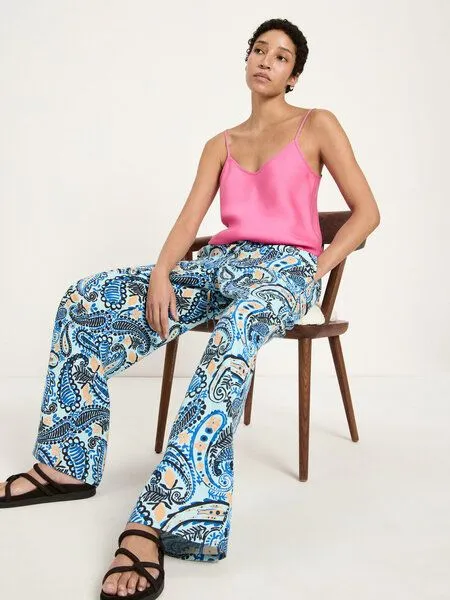 LANIUS LANIUS Hose mit Tunnelzug (GOTS) aus Bio-Leinen, Print paisley mint, – Produktbild 3 von 4