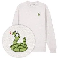LIGARTI Bestickter Pullover – Schorsch die Schlange – LIGARTI Tiermanufaktur, Hellgrau, – Produktbild 1 von 1
