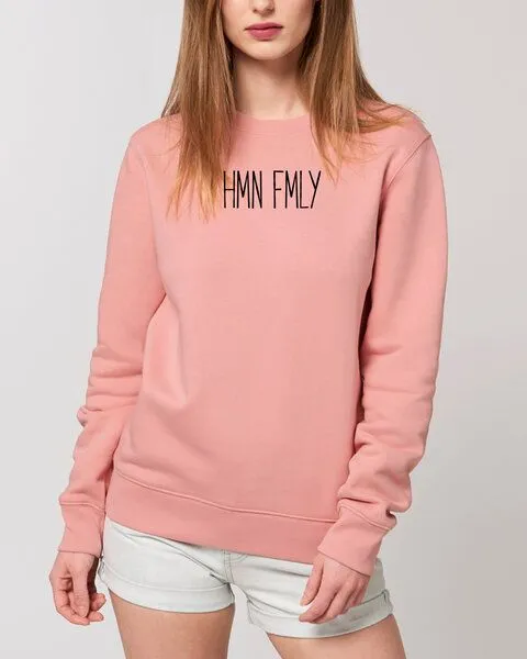 Human Family Human Family Bio Unisex Rundhals-Sweatshirt - "HMN FMLY", Altrosa (rose), – Produktbild 3 von 4