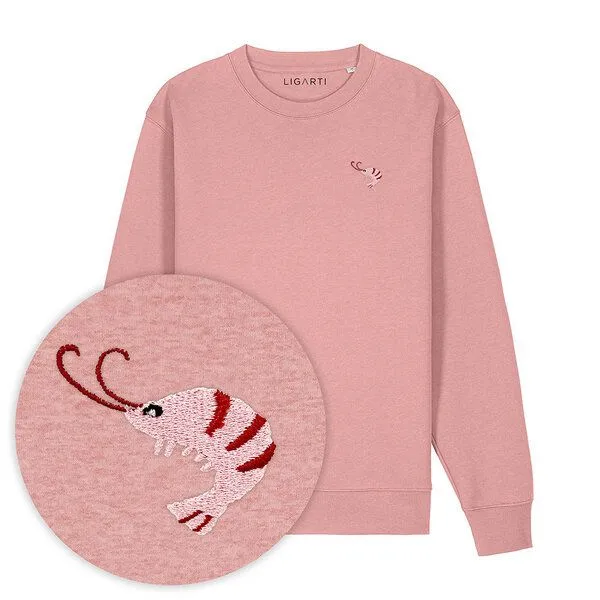 LIGARTI Bestickter Pullover – Nele der Shrimp – LIGARTI Tiermanufaktur, Altrosa, – Produktbild 1 von 3