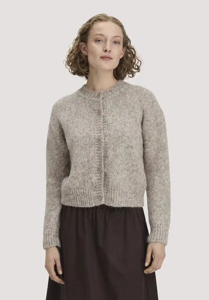 hessnatur hessnatur Strickjacke Relaxed aus Alpaka und Bio-Baumwolle, Naturgrau, – Produktbild 1 von 4