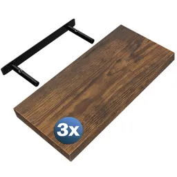 Casaria® Wandregal Schweberegal 50cm 3er-Set Dunkle Eiche + Halterung – Produktbild 1 von 1
