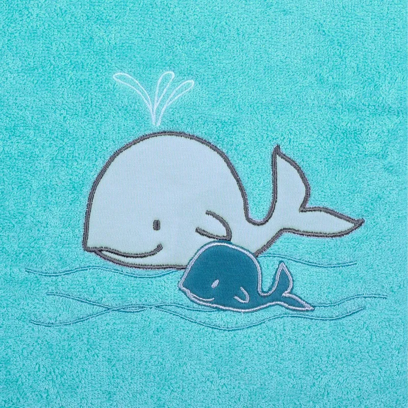 Wörner Wörner 2-tlg. Textil-Badeset Frottee Kapuzen-Badetuch 80x80 mit Waschlappen blau, Blau, – Produktbild 2 von 2