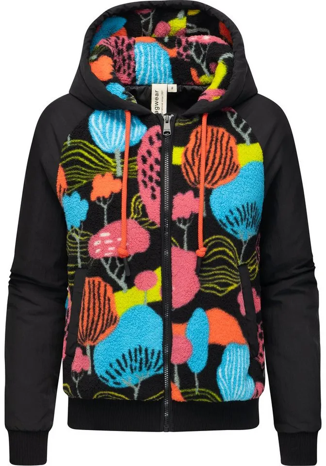 ragwear ragwear Plüschjacke Talianita Print YOUMODO Leicht gefütterte Teddyjacke mit Kapuze, Bunt, – Produktbild 2 von 4