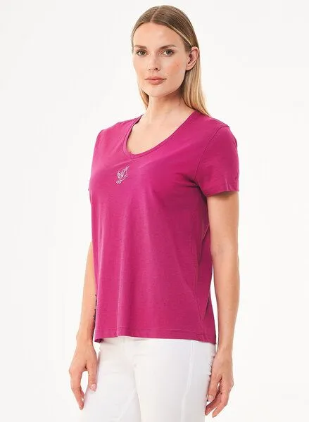 ORGANICATION ORGANICATION T-Shirt aus Bio-Baumwolle mit Stickerei, Pink(raspberry pink), – Produktbild 3 von 4
