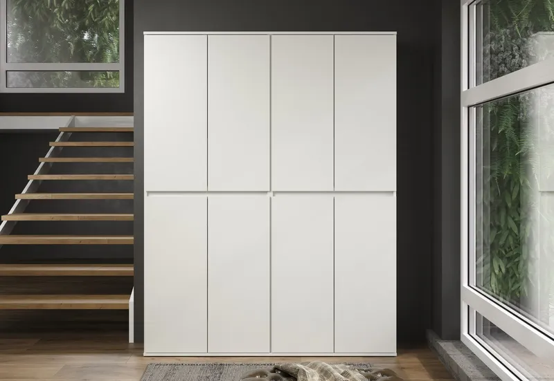 Home affaire Garderoben-Set Novara, (Komplett-Set, 2-St), Garderobenschränke mit insgesamt 16 Fächern - (B/T/H) 148/34/191 cm, Weiß, – Produktbild 1 von 5