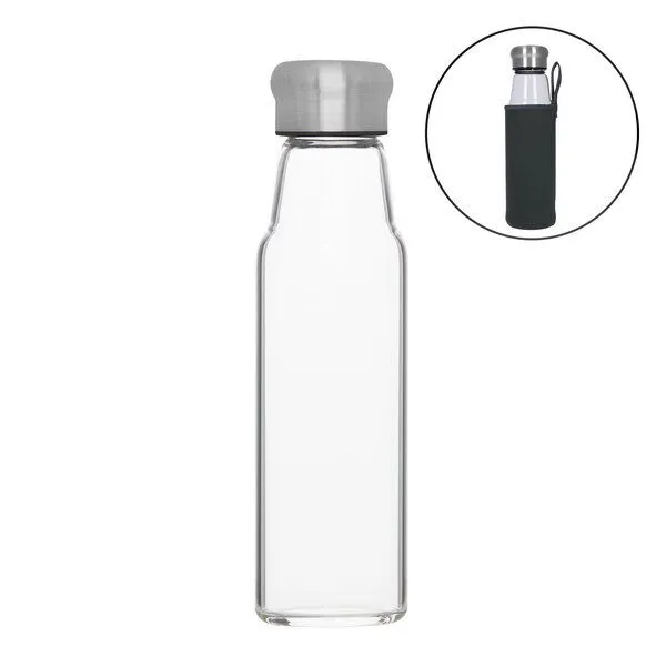 elasto elasto Glasflasche 0,55 Liter Trinkflasche Borosilikatglas mit Neoprentasche, Pur, – Produktbild 1 von 2
