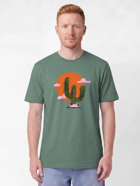 watapparel watapparel T-Shirt Unisex Kaktus im Sonnenuntergang, Green bay, – Produktbild 2 von 2