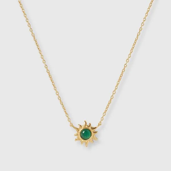 fejn jewelry fejn jewelry Kette 'precious sun' in Sonnenform, Onyxgrün / gold, – Produktbild 1 von 3