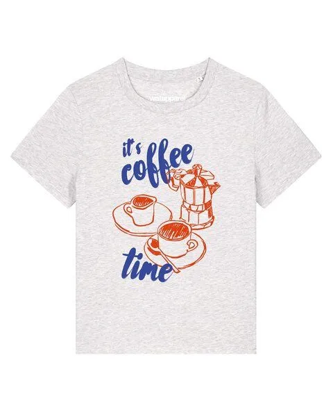 watapparel watapparel T-Shirt Frauen Its coffee time, Cool heather grey, – Produktbild 1 von 2