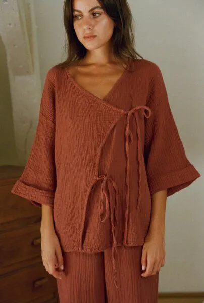 Nénés Nénés Pyjamahemd Haydée, Terrakotta, – Produktbild 1 von 4