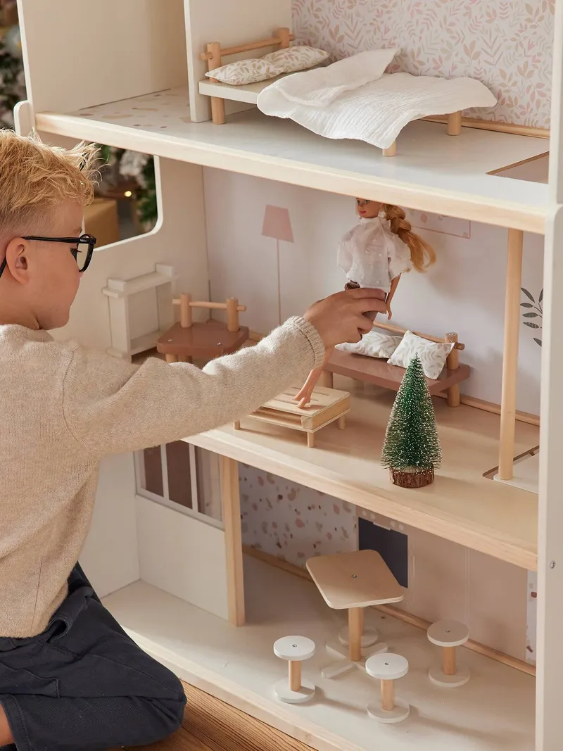Vertbaudet Vertbaudet Puppenhaus aus Holz FSC®, Weiß, – Produktbild 3 von 4