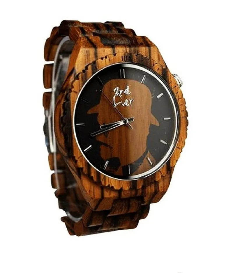 2ndLiar Quarzuhr Herren Armbanduhr Holzuhr handgemacht aus Holz 2nd Liar Hellbraun – Produktbild 1 von 2