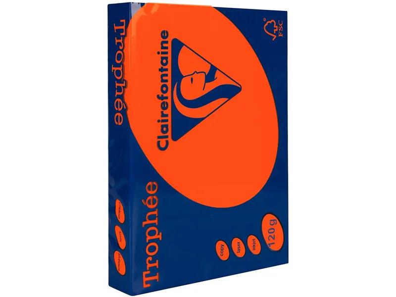 Clairefontaine 250 Blatt Clairfontaine Farbiges Kopierpapier "Trophee" 120 g/m², DIN A4, orange – Produktbild 1 von 1