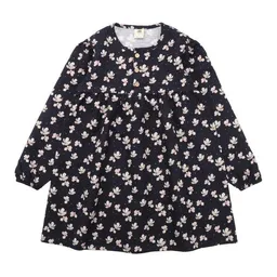Walkiddy Kinder Langarmkleid GOTS-zertifiziert aus Bio-Baumwolle, dunkelblau mit Magnolienprint – Walkiddy, weicher Jersey für Alltag & Kindergarten – Produktbild 1 von 1