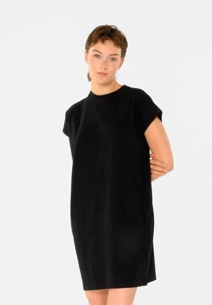 THOKKTHOKK ThokkThokk TT76 Boxy Shirt Dress STRUCTURED (GOTS), Black (schwarz), – Produktbild 1 von 5