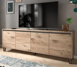 Inn.Furn Lowboard Delio (TV Unterschrank in Eiche mit Grau, 184 x 64 cm), Komforthöhe und Soft-Close-Funktion – Produktbild 1 von 1
