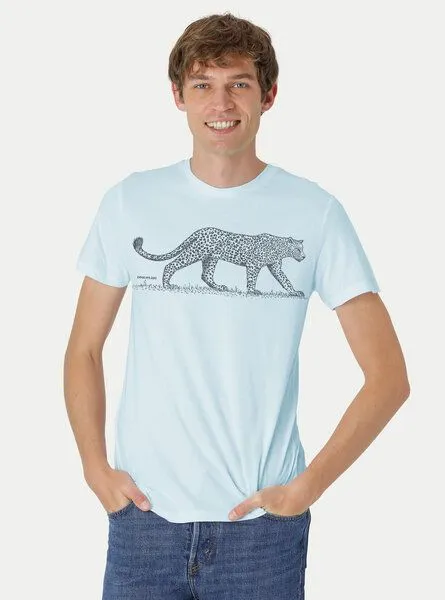 Peaces.bio - handbedruckte Biomode Peaces.bio - handbedruckte Biomode Bio Fit T-Shirt Leopard Herren, Hellblau, – Produktbild 1 von 1