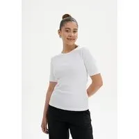 MELA MELA Ripp T-Shirt Style JASLEEN aus 100% Bio-Baumwolle, Weiss, – Produktbild 1 von 1