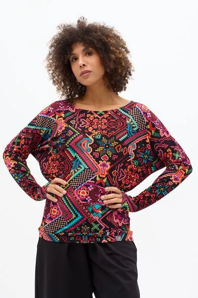 KOKOworld KOKOworld Damen Bluse - LENZING ECOVERO Viskose, Mehrfarbig (telar), – Produktbild 1 von 4
