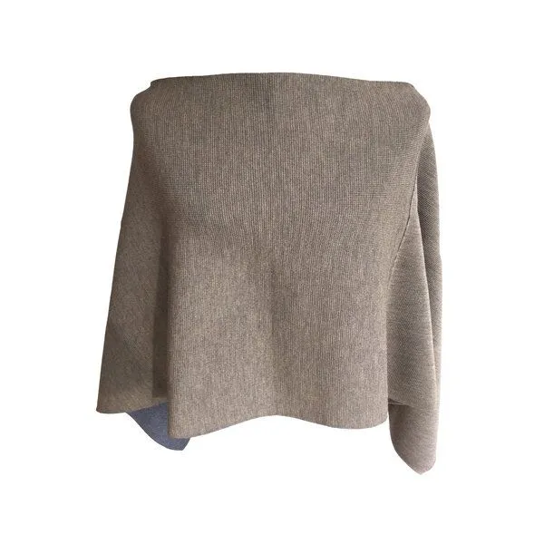 austriandesign.at austriandesign.at DreieckPoncho reversibel aus extrafeiner Merinowolle, Blaugold/natur, – Produktbild 4 von 4