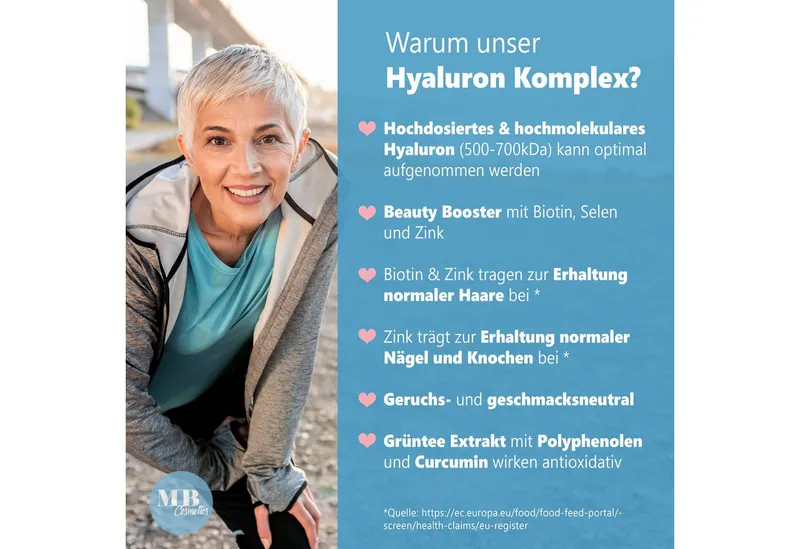 Medical Beauty Cosmetics Hyaluron Komplex 600mg mit Grüntee, Biotin, Selen, Curcumin 180 Kapseln, 1 er Packung à 79 g, Vegan, hochdosiert & laborgeprüft, 3-Monats-Vorrat – Produktbild 4 von 5