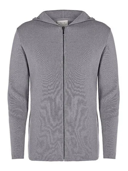 Will's Vegan Shop Will's Vegan Shop Zip Up Knit Hoodie grau stricken Herren, Grey, – Produktbild 1 von 1