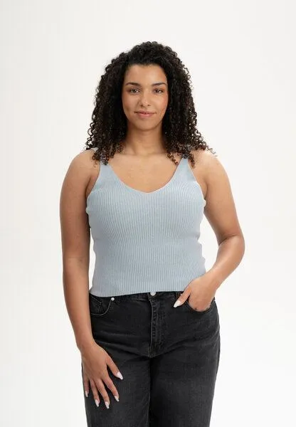 MELA V-Neck Strick Top Style RHADA | von MELA | Fairtrade & GOTS zertifiziert, Cloudy blue, – Produktbild 1 von 4