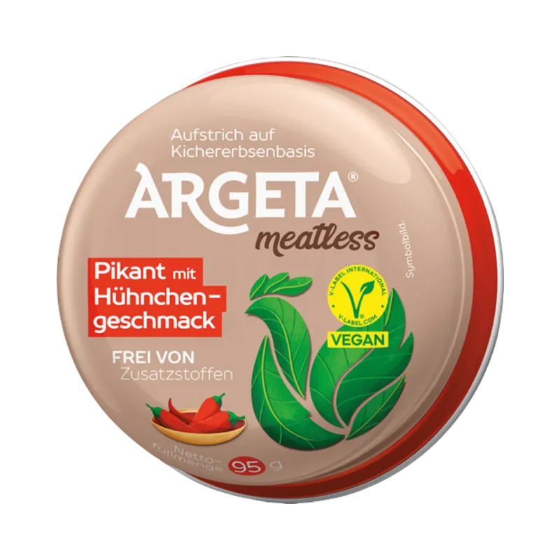 Argeta Argeta meatless Pikant mit Hühnchengeschmack, Aufstrich auf Kichererbsenbasis, vegan, 95g – Produktbild 1 von 1