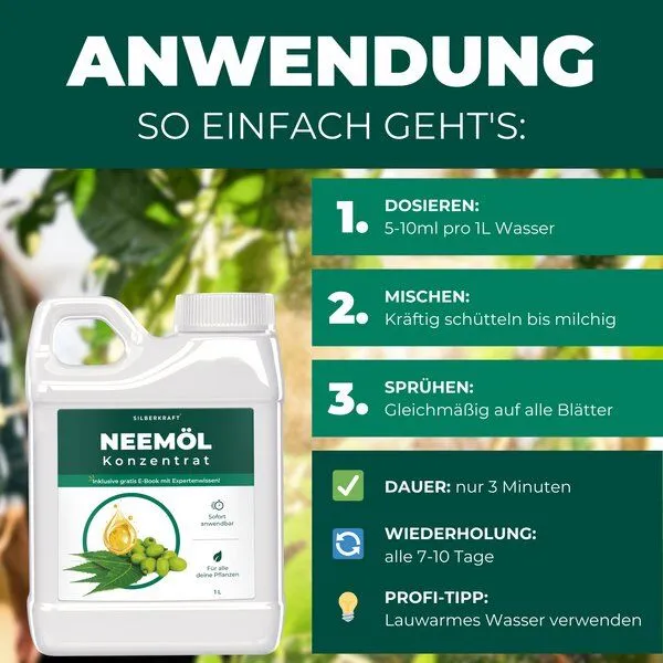 Silberkraft Silberkraft Neemöl mit Emulgator – Pflegendes Neemöl-Konzentrat für Deine Pflanzen – Produktbild 4 von 4