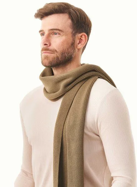 ORGANICATION ORGANICATION Unisex Strickschal aus Bio-Baumwolle, Grün(olive oil), – Produktbild 4 von 4