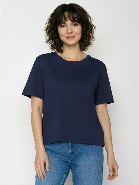 GreenBomb GREENBOMB Basic Nova - Kastiges T-Shirt aus Bio-Baumwolle / GOTS / Fair & Vegan, Blau (marineblau), – Produktbild 1 von 4
