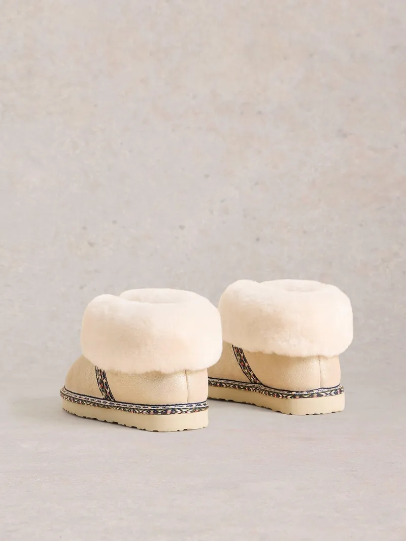 White Stuff Wildlederhausschuhe mit Schafsfellfutter - S, Gold tan metallic, – Produktbild 4 von 4