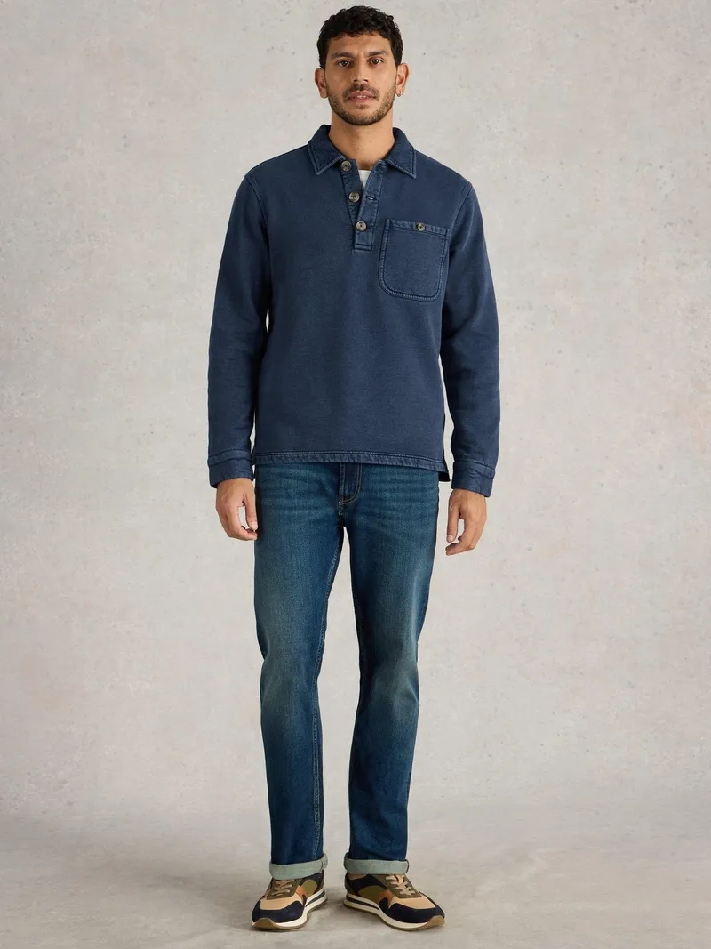 White Stuff Longsleeve Polohemd Brampton - S, Indigoblau, – Produktbild 2 von 4