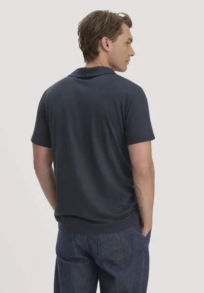 hessnatur hessnatur Wollshirt Polo Regular aus reiner Bio-Merinowolle, Marine, – Produktbild 2 von 4