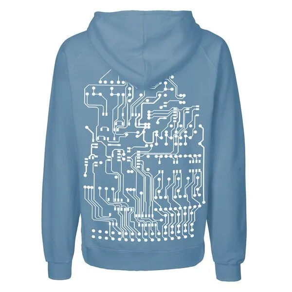 HANDGEDRUCKT HANDGEDRUCKT "Vernetzt" Männer Zip Hoody aus reiner Biobaumwolle (kbA), Indigoblau, – Produktbild 1 von 4