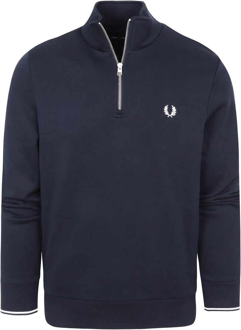 Fred Perry Fred Perry Half Zip Pullover Navy Blau - Größe XL, Dunkelblau, – Produktbild 2 von 5