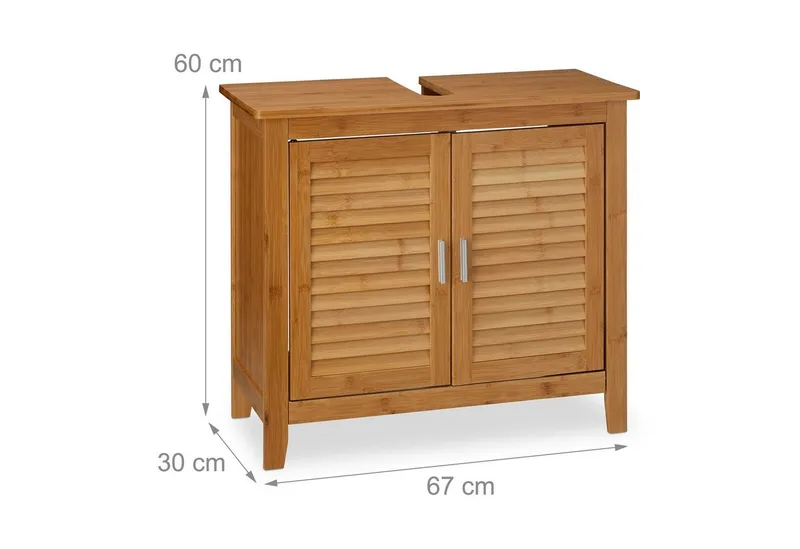 RELAXDAYS RELAXDAYS Waschbeckenunterschrank LAMELL Bambus (1-St), Braun, – Produktbild 4 von 5
