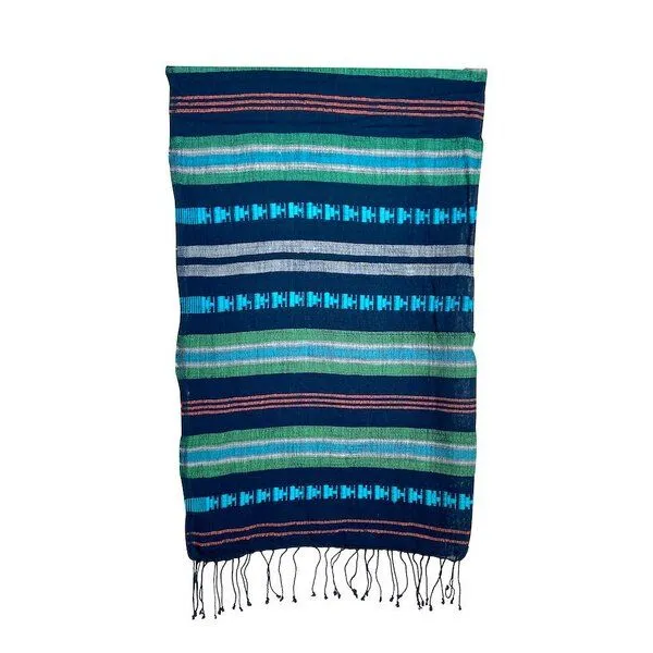 Sabahar Unisex Baumwollschal - Timket 70x200 - Blau & Schwarz - Sabahar Äthiopien, Blau, – Produktbild 3 von 4
